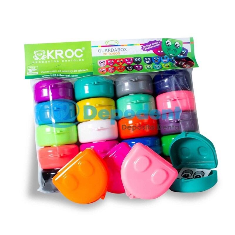 CAJA P/ ORTHODONCIA GUARDABOX TONO NEON 20 PZAS KROC