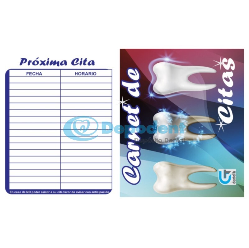 CARNET DE CITAS DISEÑO 3 MUELAS 25 PZAS GT DENTAL