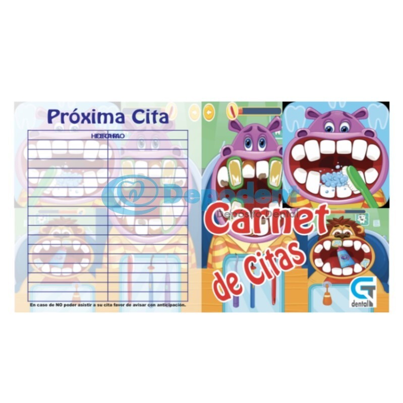 CARNET DE CITAS DISEÑO HIPOS 25 PZAS GT DENTAL